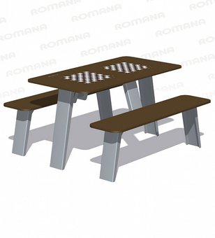Стол со скамьями с рисунком «Шахматы» Romana 302.34.00-01